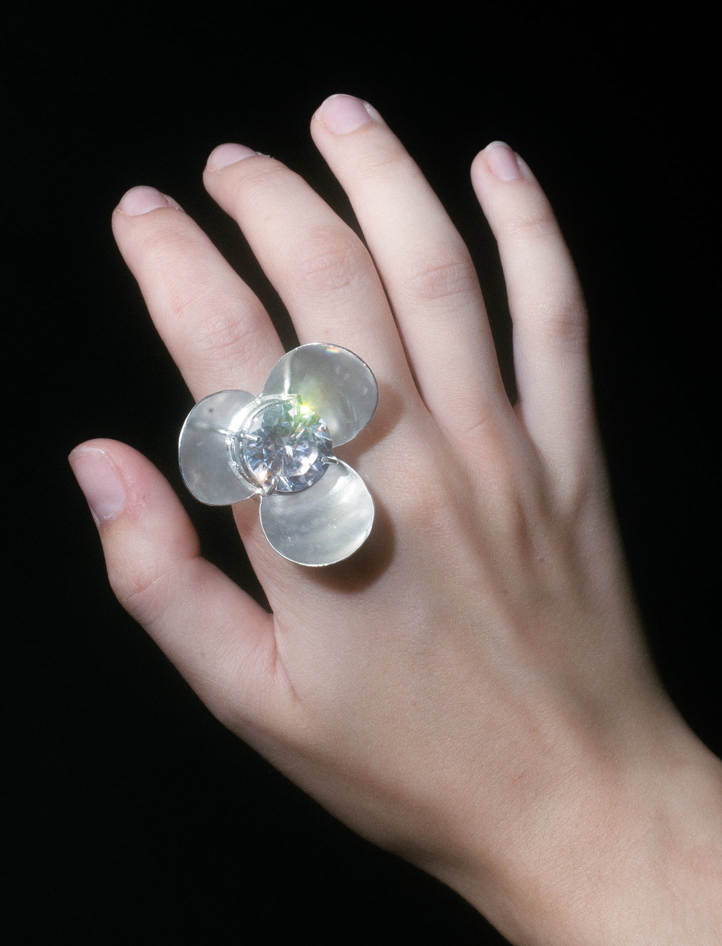 CRYSTAL PETAL RING